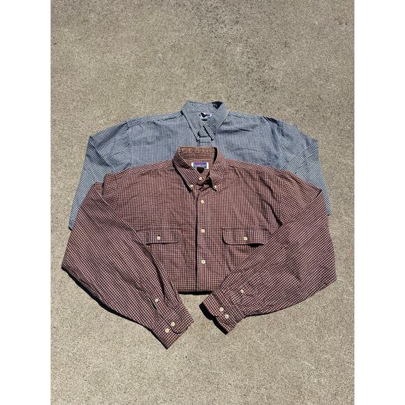 Vtg North Crest Shirt Bundle Men Size LT Plaid Cotton Long Sleeve Button Down - Picture 1 of 3